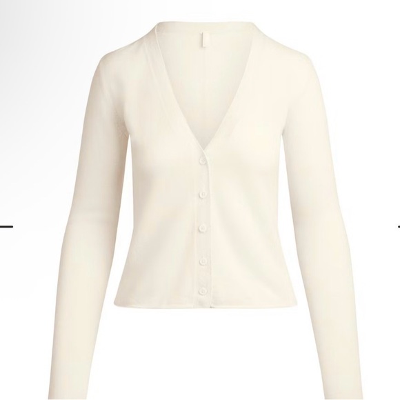 SKIMS Featherweight Cashmere Cardigan Ecru Size Large NWT $198 - Picture 3 of 8